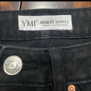 Black jean mom shorts